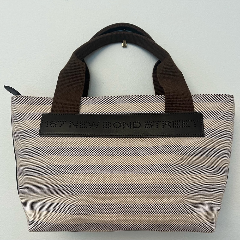 Asprey Brown and Cream Striped Tote -like new!
